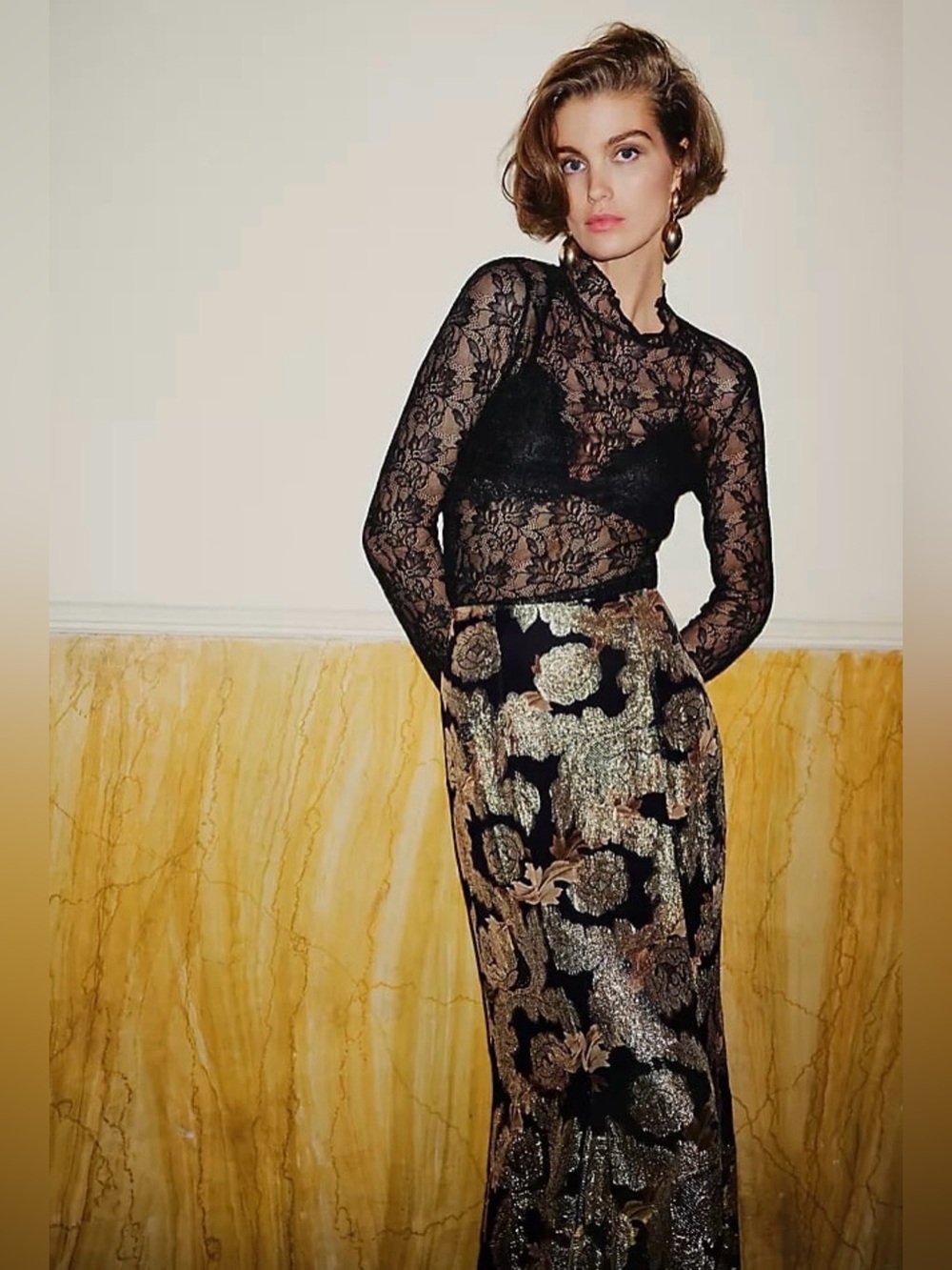 Farm Rio Jacquard Lurex Slip Maxi Skirt